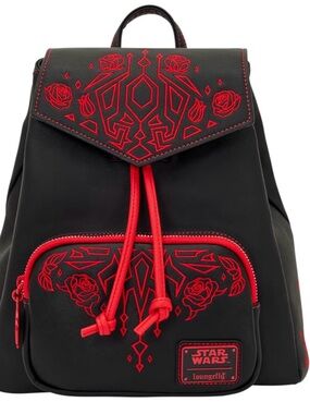 Loungefly Darth Maul Black and Red Floral Emblem Mini Backpack- BNWT